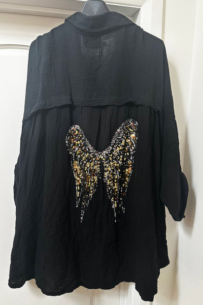 Angel Sequin Shirt - Black