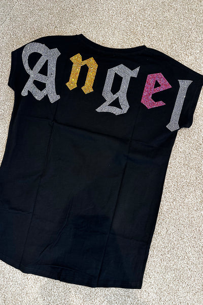 Angel Diamante T-Shirt - Black