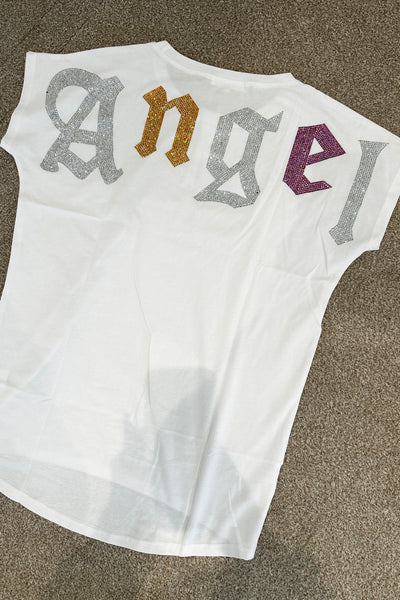 Angel Diamante T-Shirt - White
