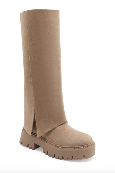 Wedge Cuff Boots - Taupe