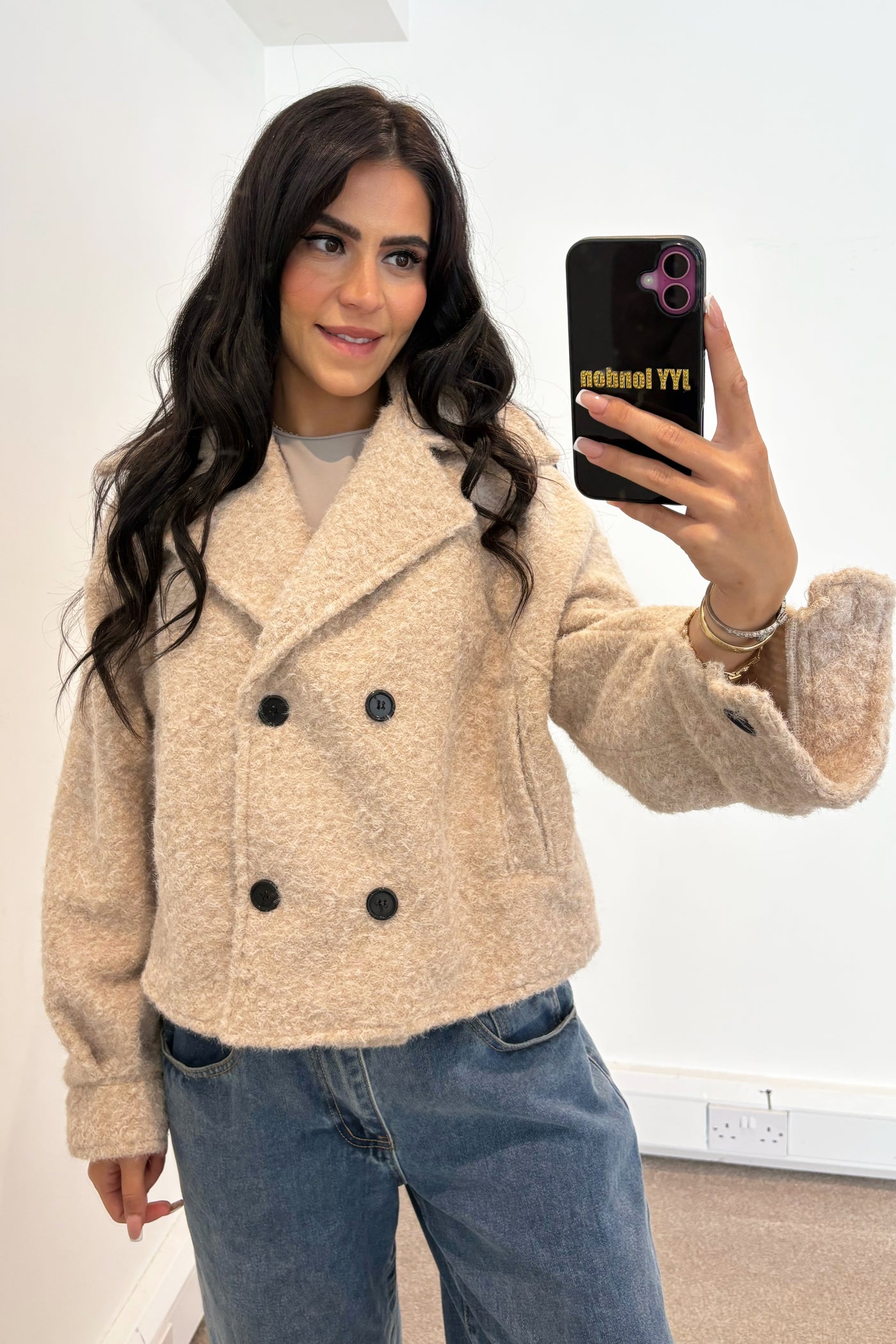 Wool Button Jacket - Beige