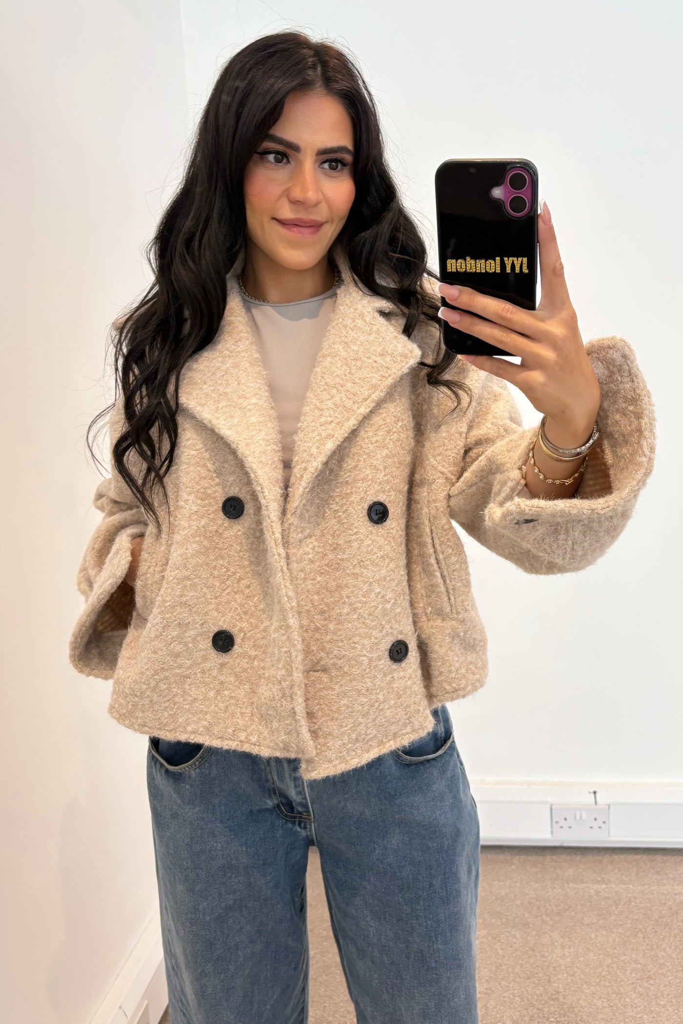 Wool Button Jacket - Beige