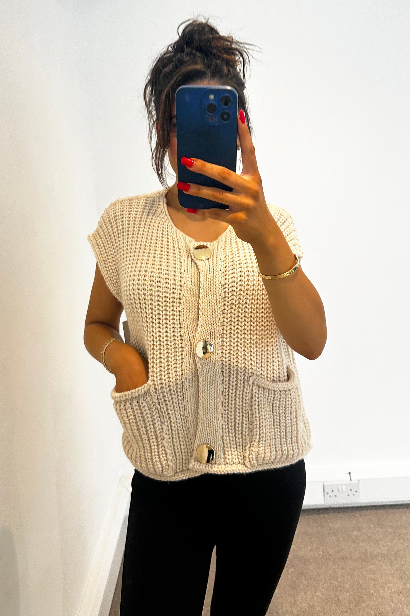 Knit Gilet Top - Beige