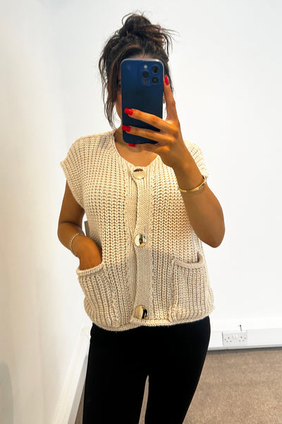 Knit Gilet Top - Beige