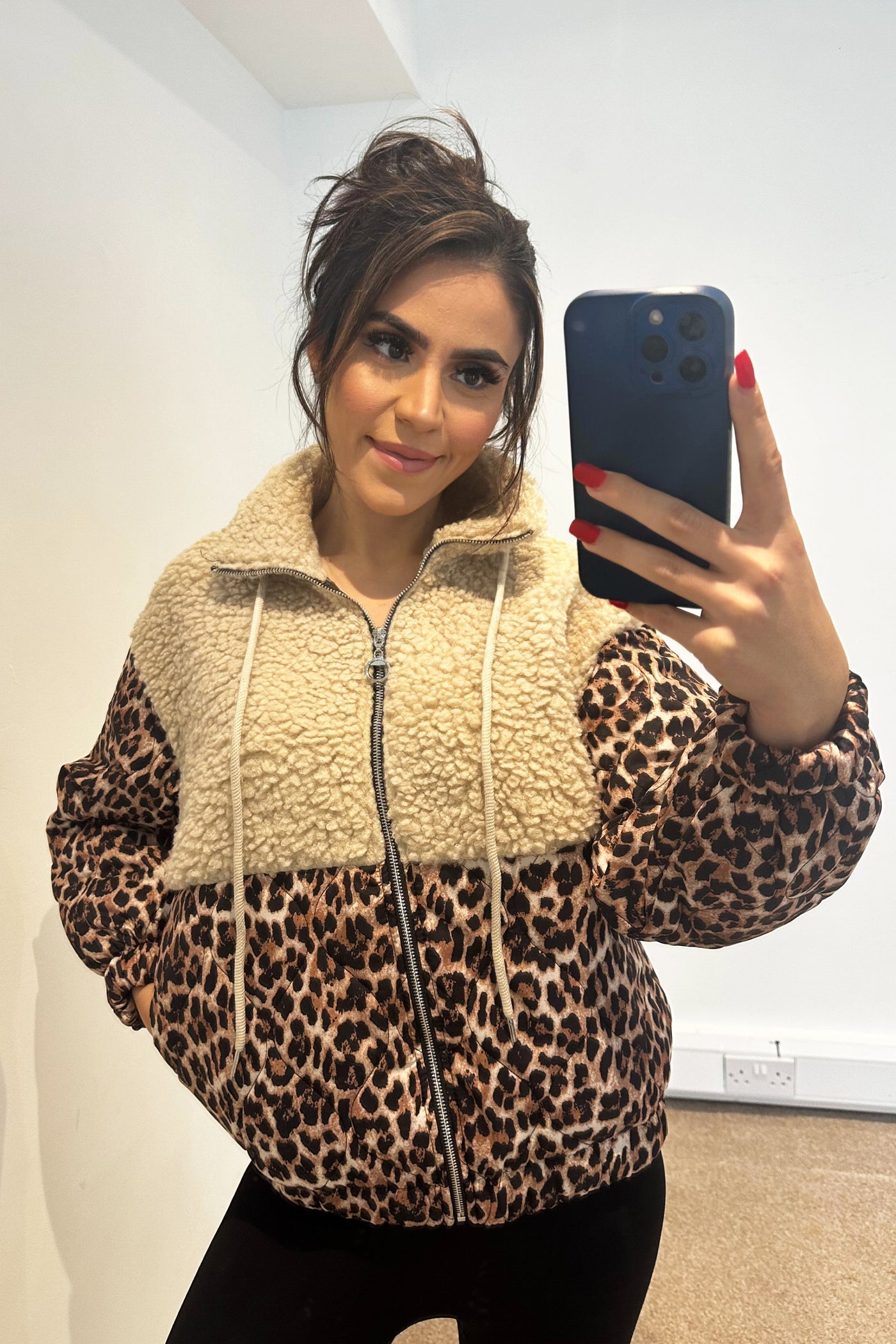 Teddy Leopard Jacket - Beige