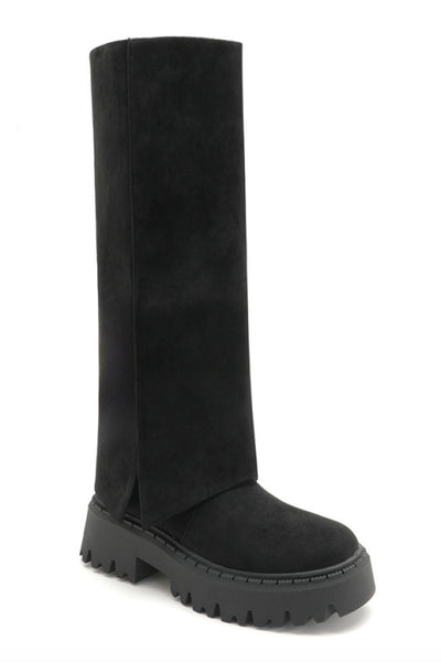 Wedge Cuff Boots - Black