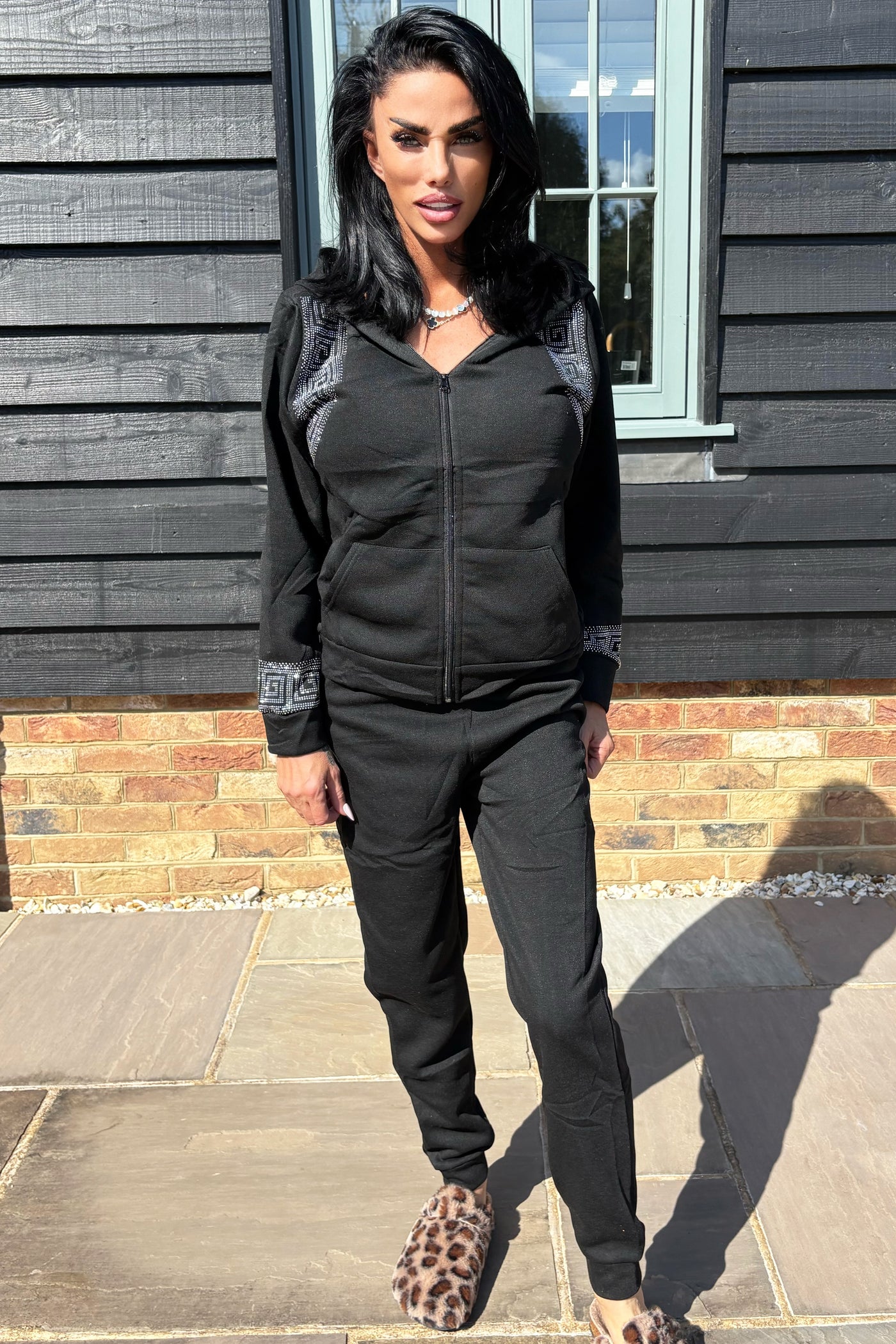 Diamante Key Print Tracksuit - Black