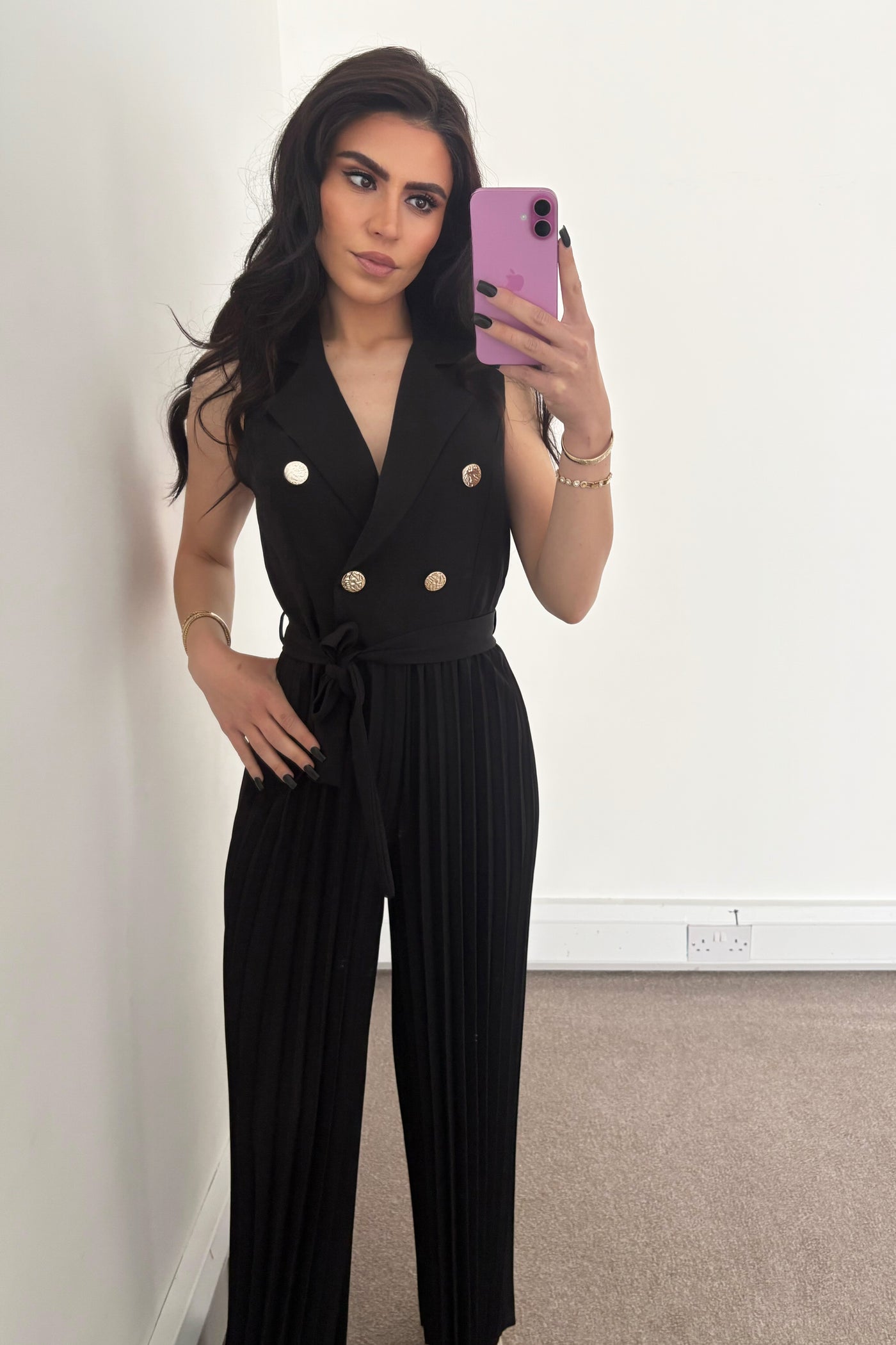 Pleated Jumpsuit - Black