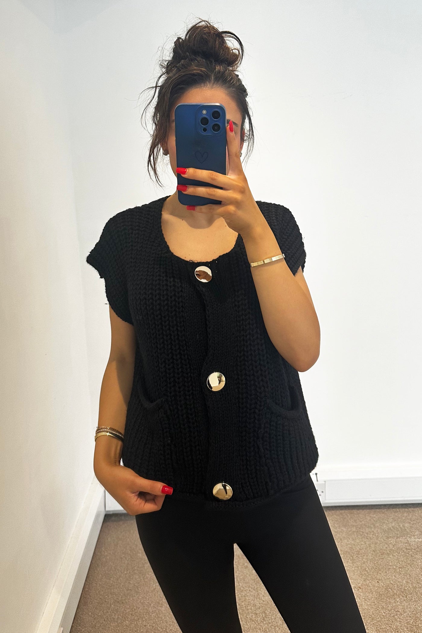 Knit Gilet Top - Black