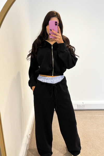 Striped Boxer Waistband Tracksuit - Black