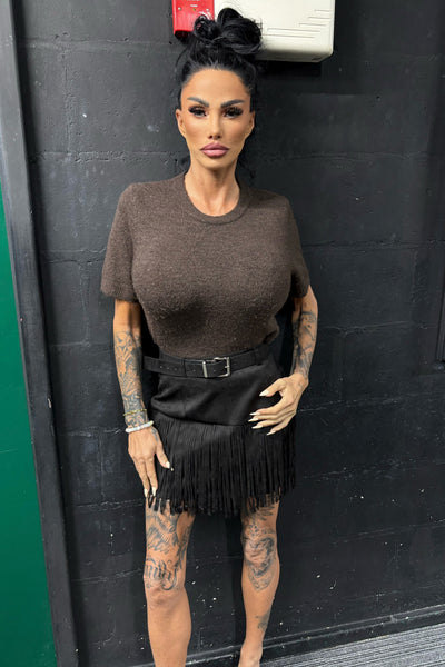 Suede Tassel Skirt - Black