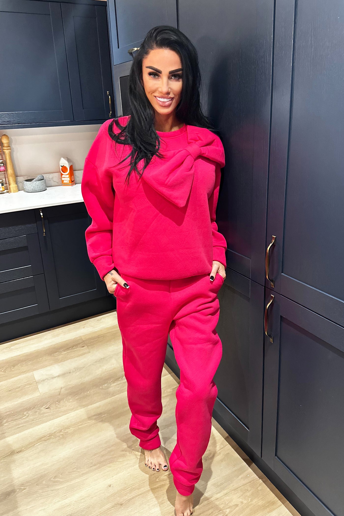 Bow Tracksuit - Bright Pink