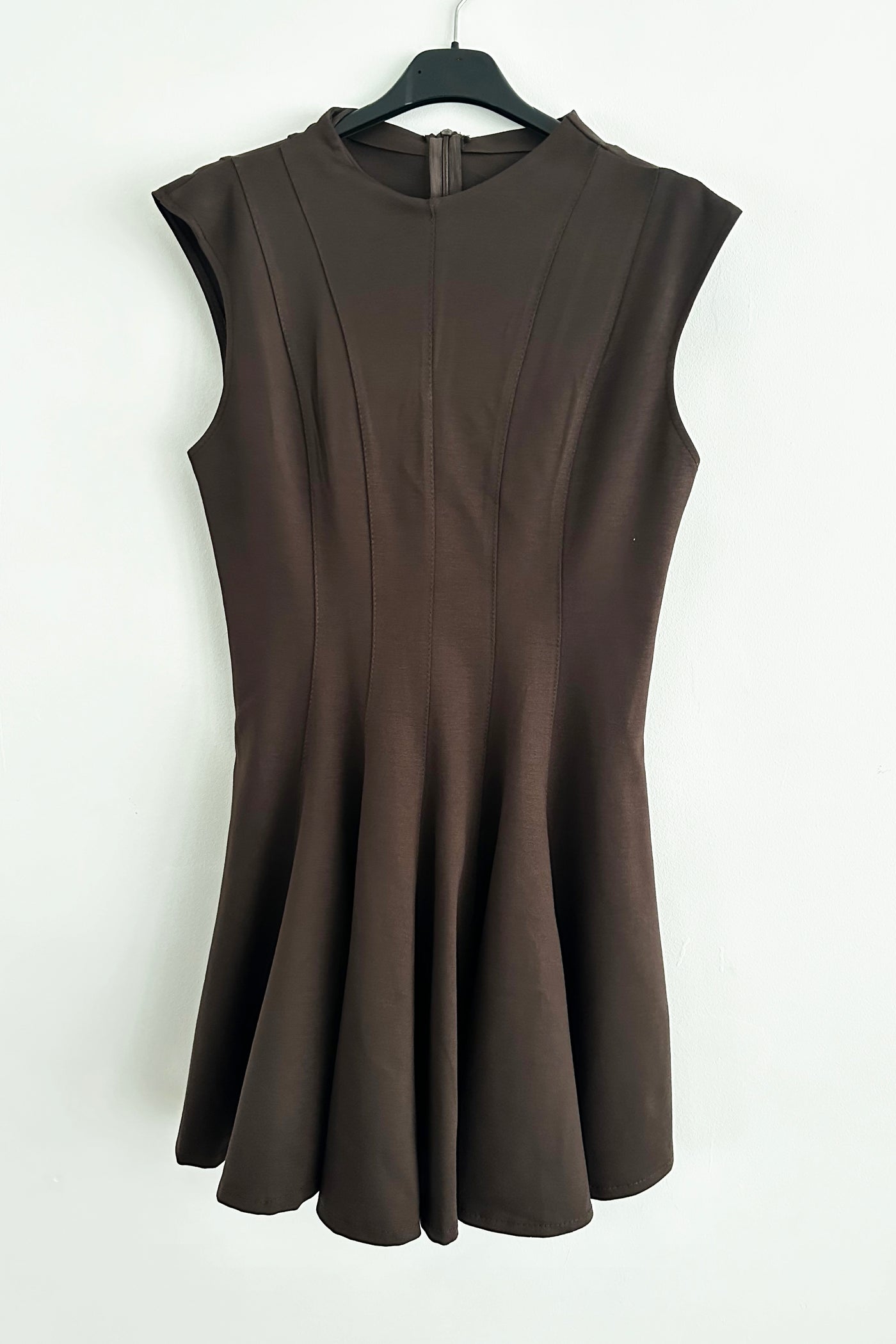 Structured Flare Dress - Brown