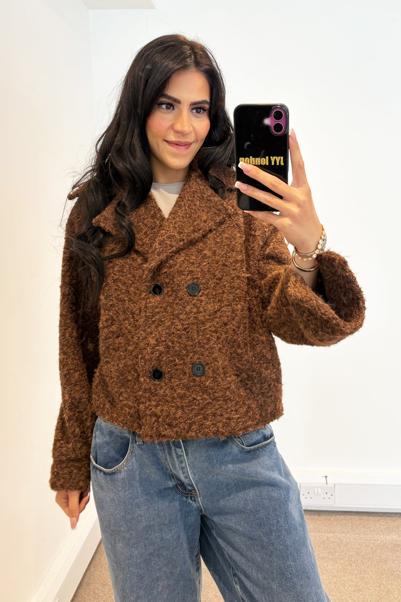 Wool Button Jacket - Brown