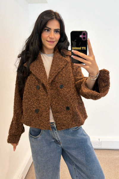 Wool Button Jacket - Brown