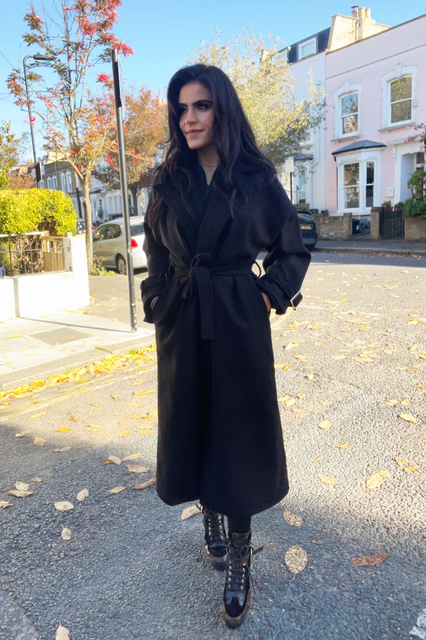 Buckle Longline Coat - Black