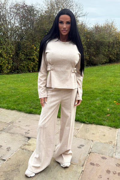 Gold Button Lounge Set - Beige