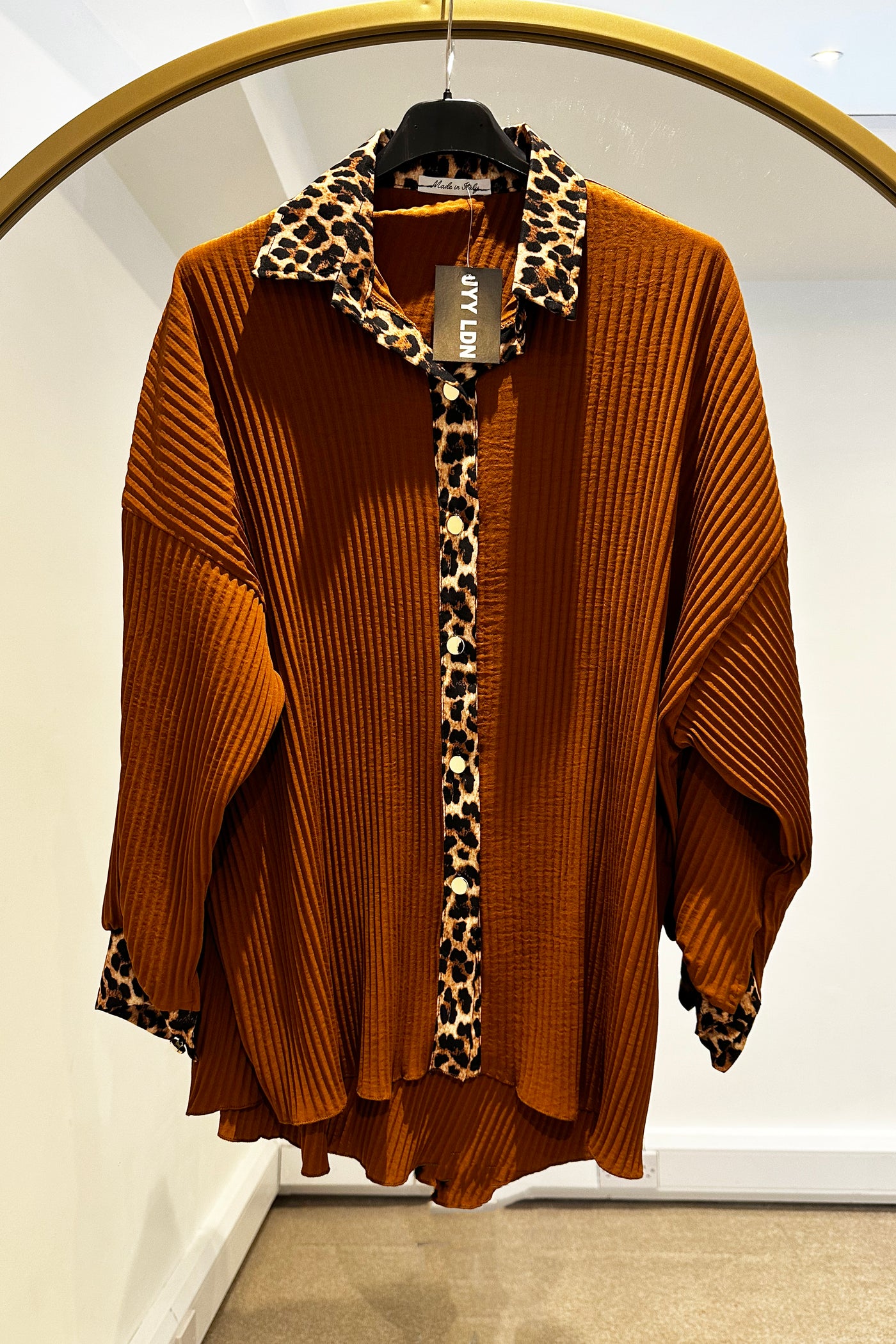 Leopard Detail Shirt - Camel