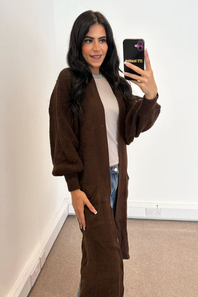 JYY Longline Knit Cardigan - Brown