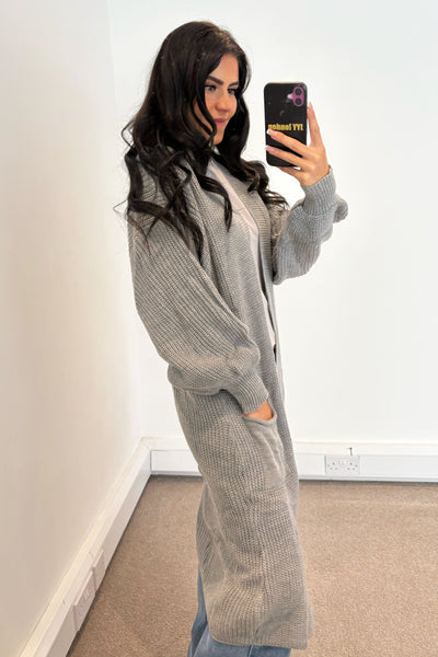 JYY Longline Knit Cardigan - Light Grey