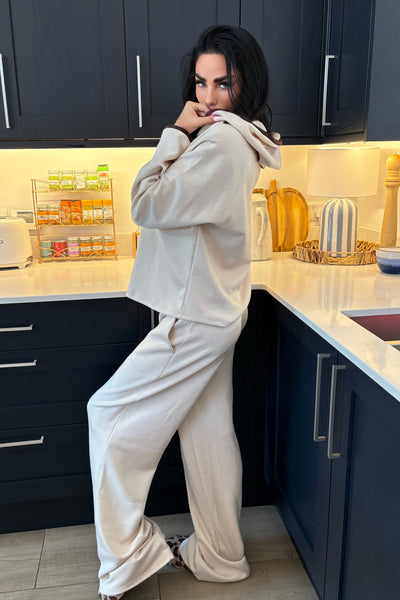 Contrast Piping Tracksuit - Beige