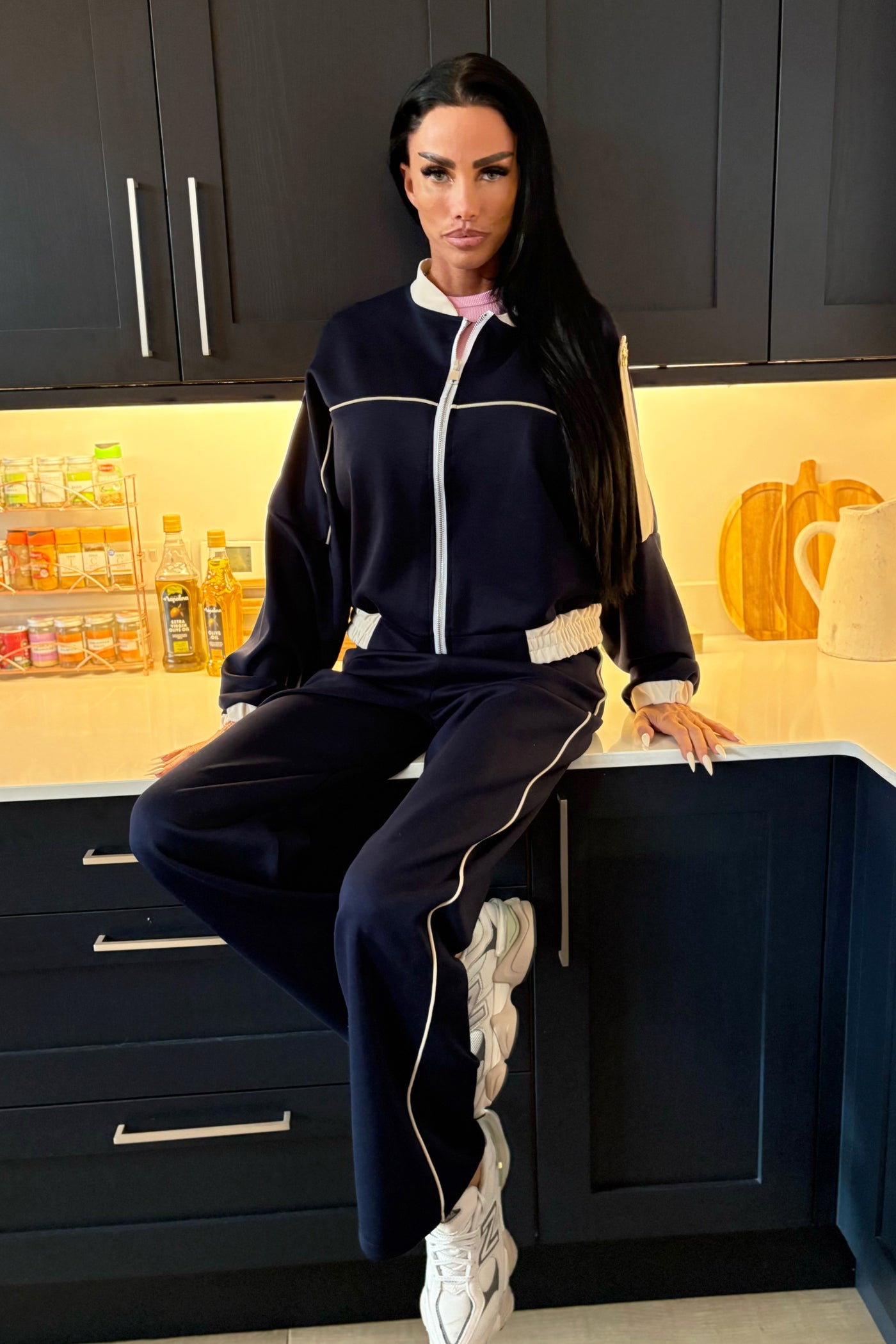 Contrast Line Tracksuit - Navy
