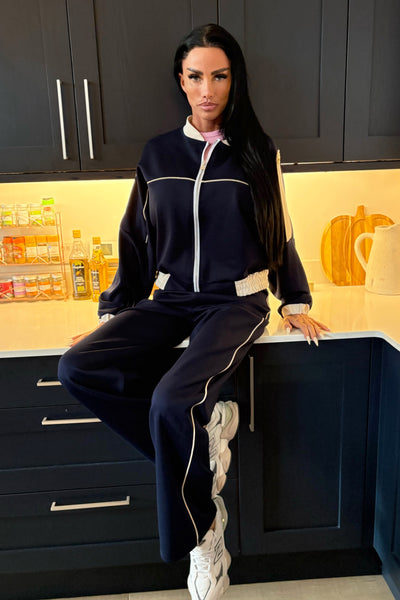 Contrast Line Tracksuit - Navy