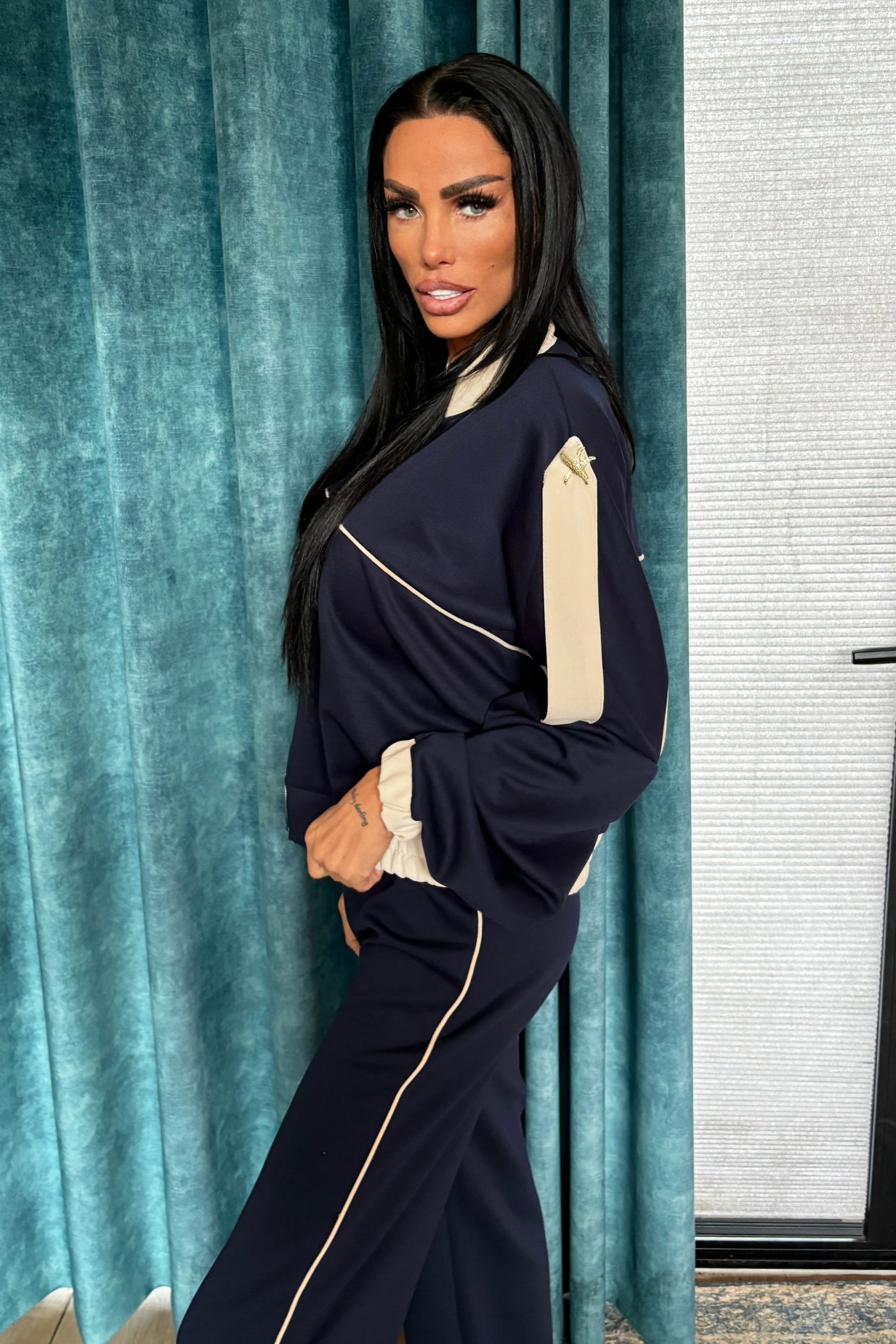 Contrast Line Tracksuit - Navy
