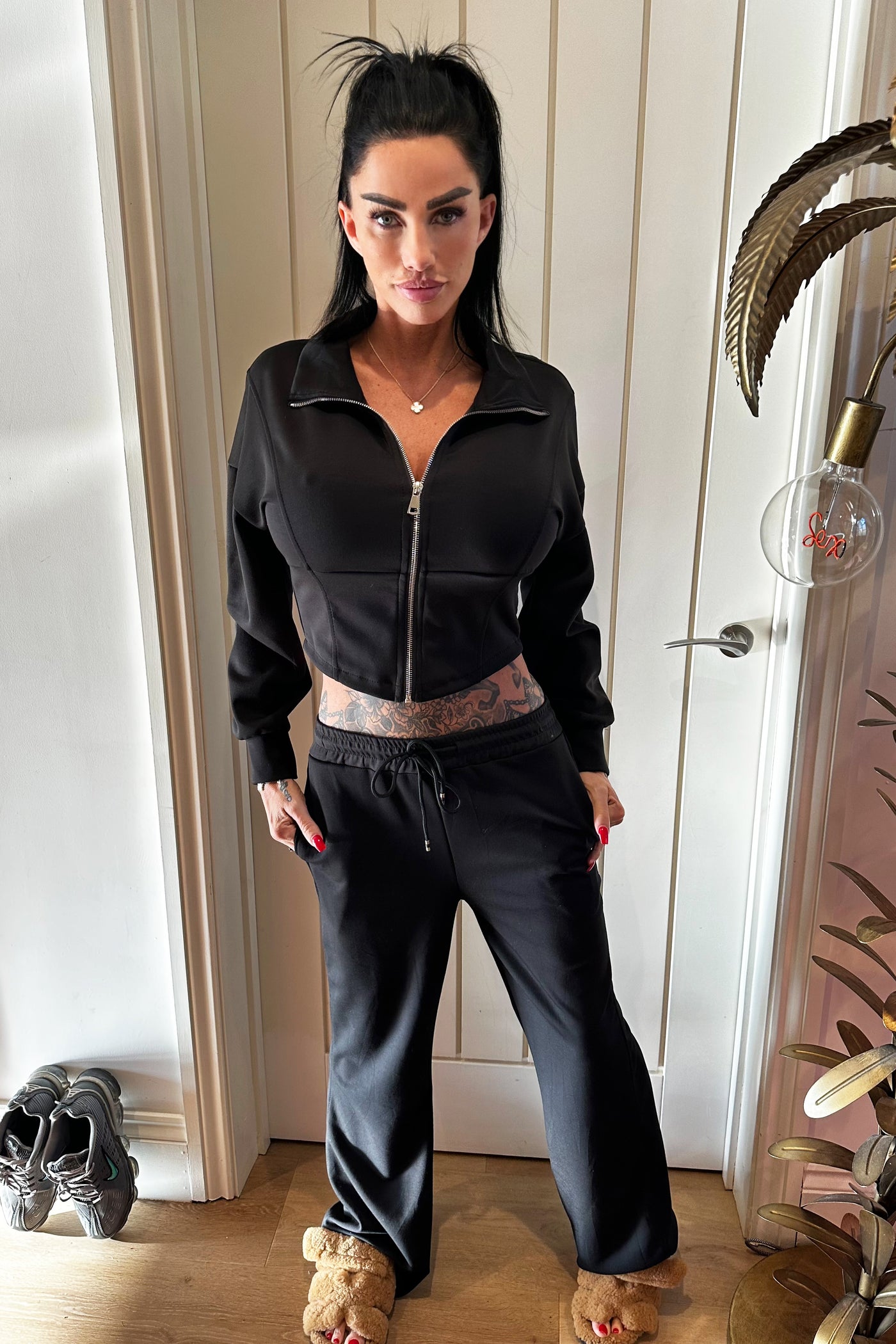 Corset Detail Tracksuit - Black