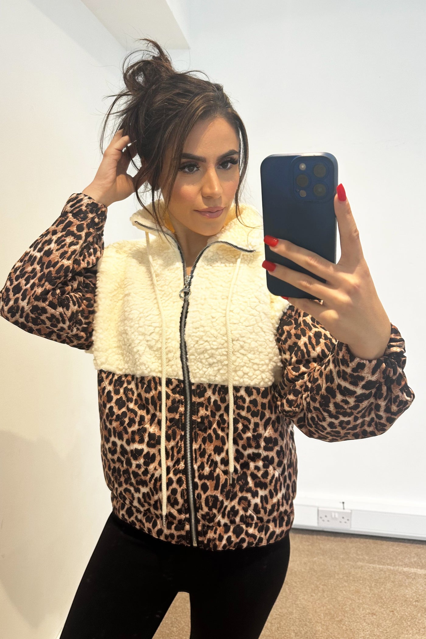 Teddy Leopard Jacket - Cream