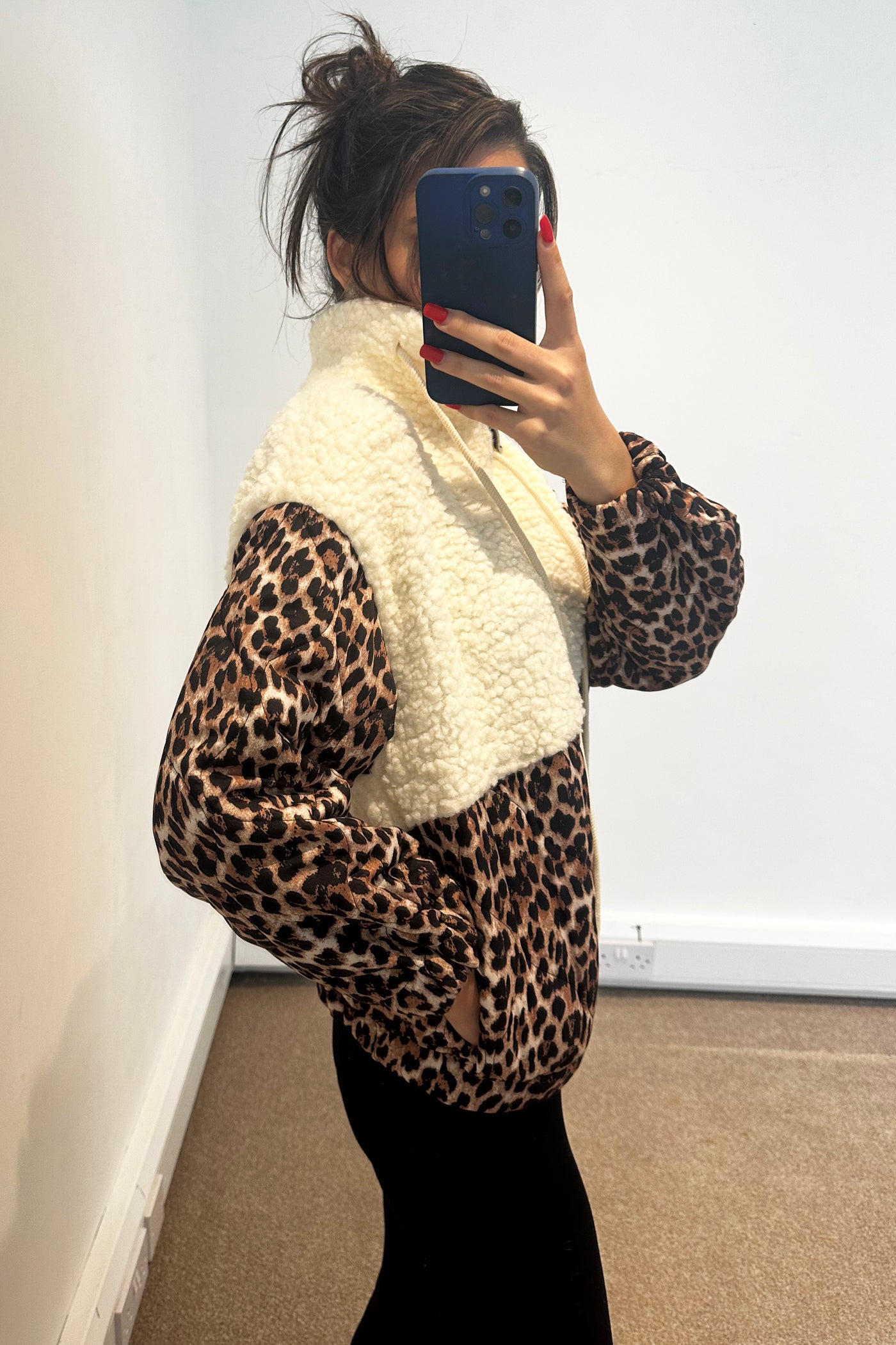 Teddy Leopard Jacket - Cream