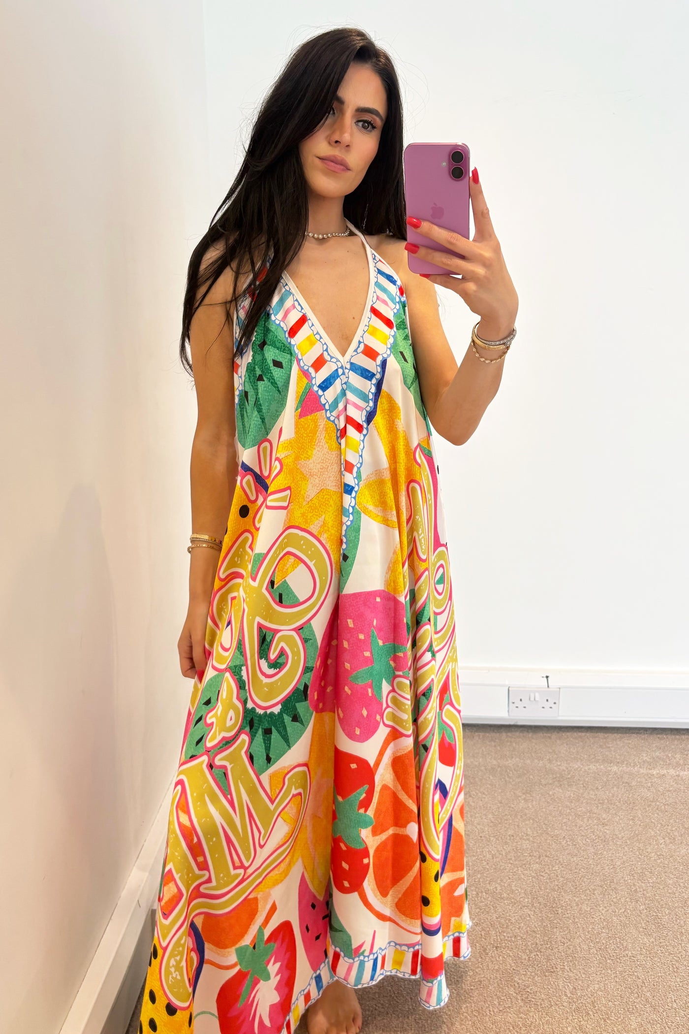 JYY Halter Neck Maxi Dress - Fruity Print