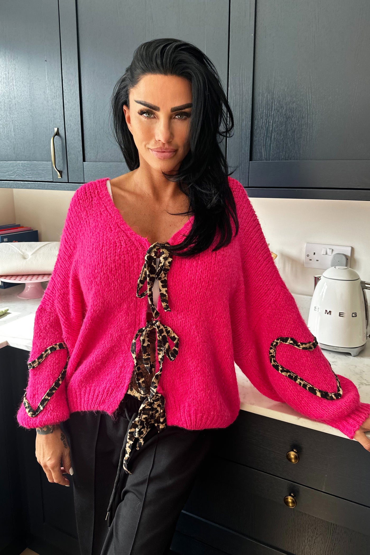 Leopard Print Tie Up Cardigan - Fuschia PREORDER 7TH OCT