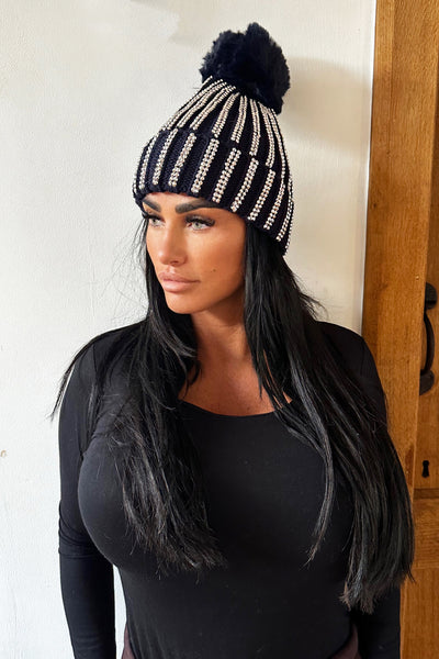 Gem Bobble Hat - Navy