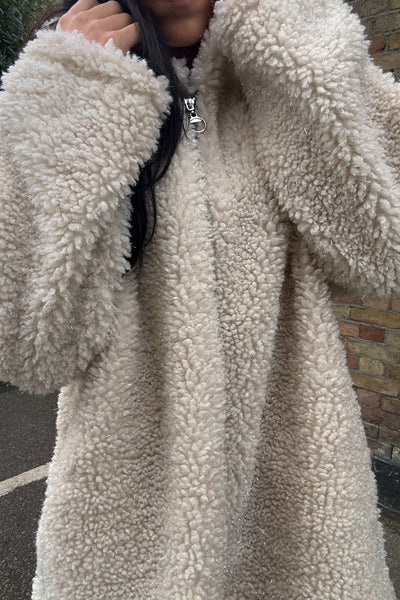 Sparkly Teddy Jacket - Cream