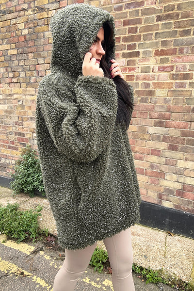 Sparkly Teddy Jacket - Khaki