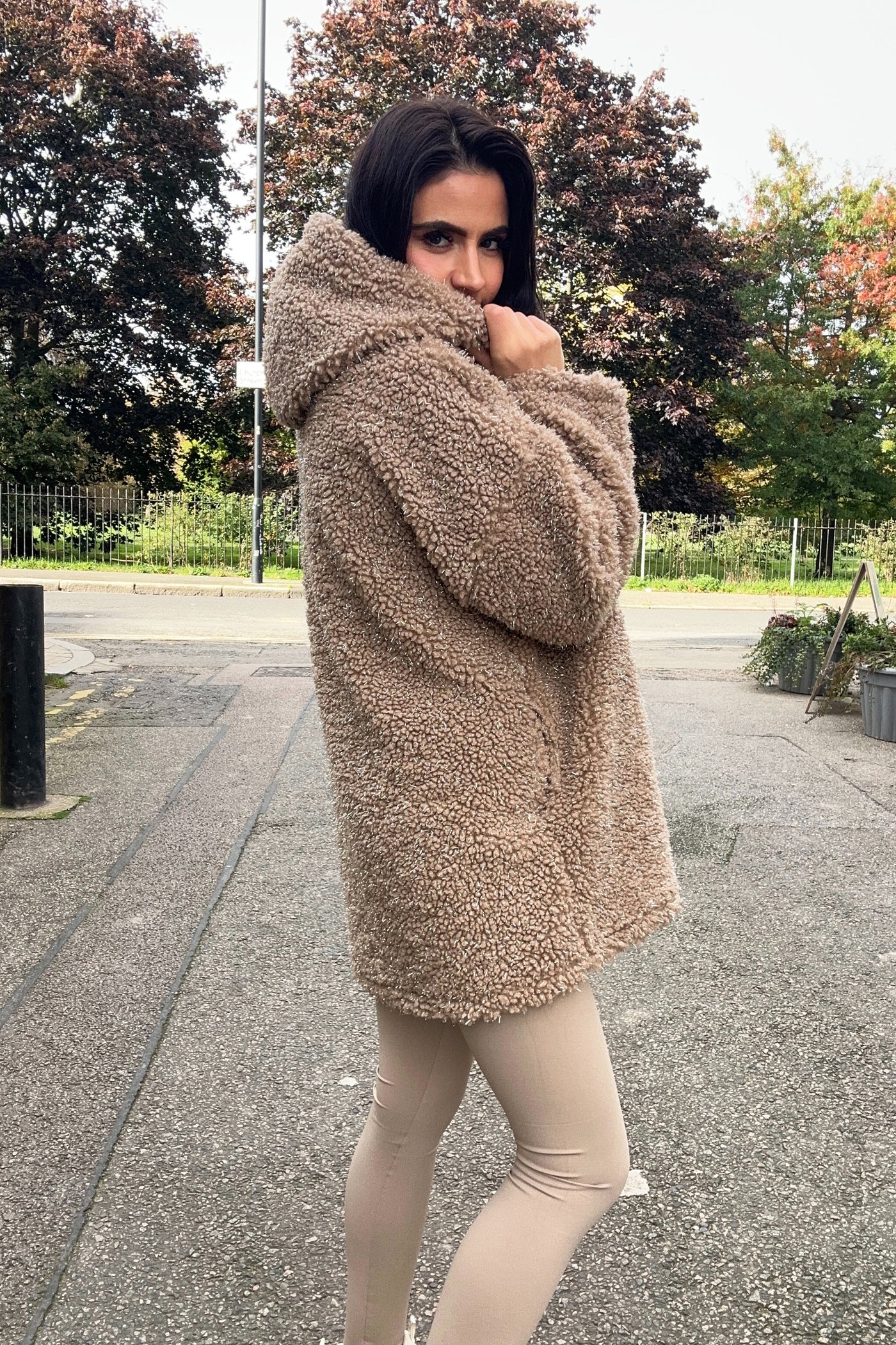 Sparkly Teddy Jacket - Taupe