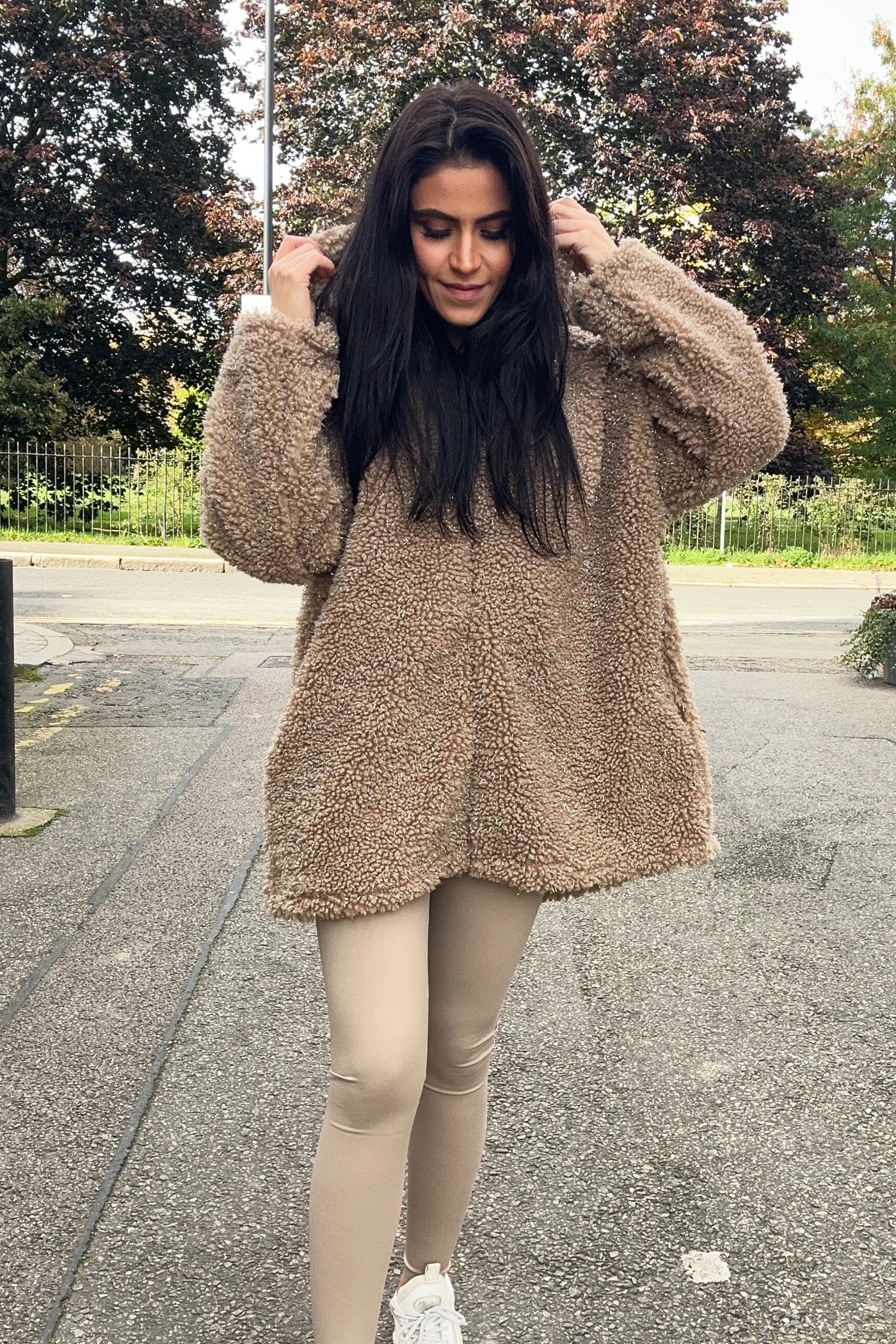 Sparkly Teddy Jacket - Taupe