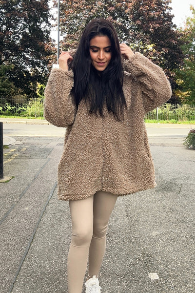 Sparkly Teddy Jacket - Taupe