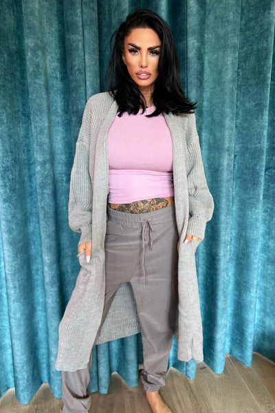 JYY Longline Knit Cardigan - Light Grey