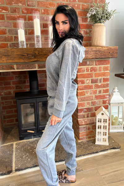 Diamante Key Print Tracksuit - Grey