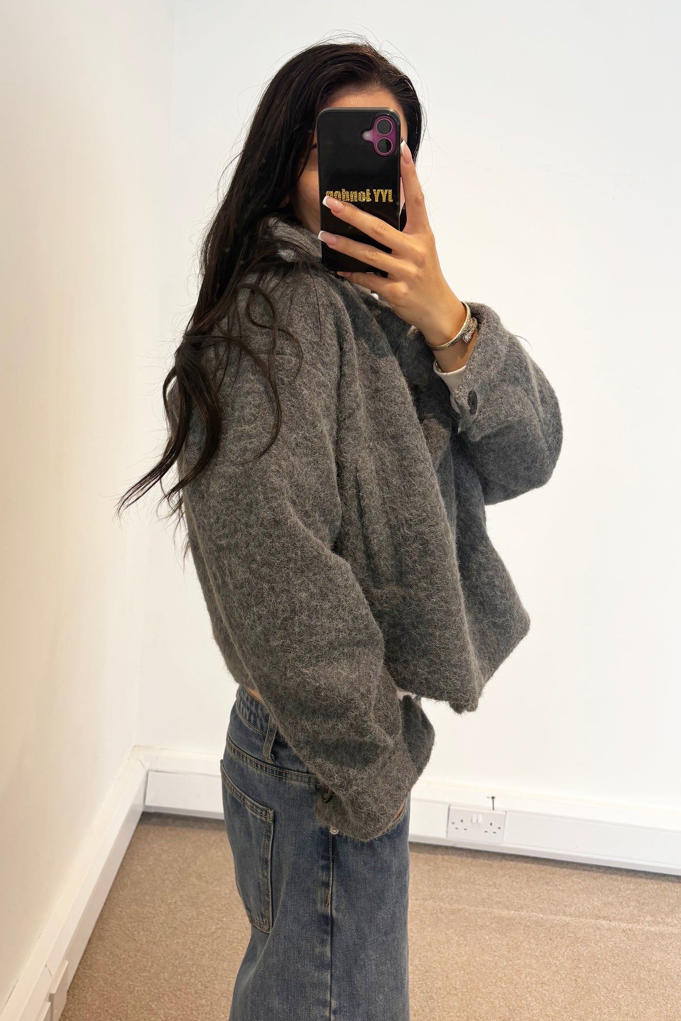 Wool Button Jacket - Grey