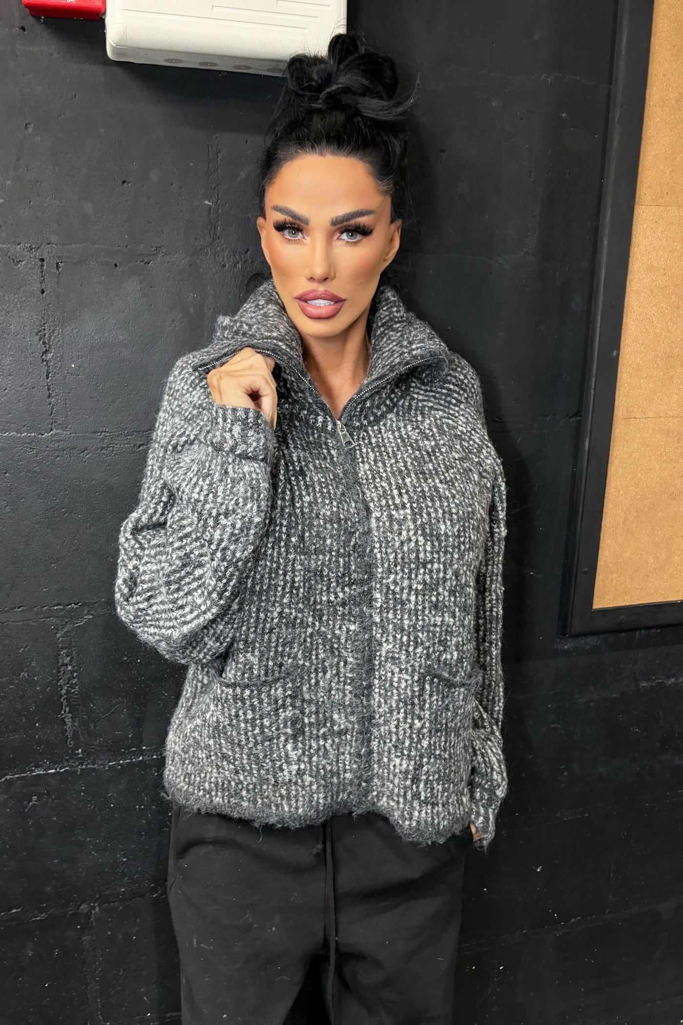 Knit Zip Jumper - Grey