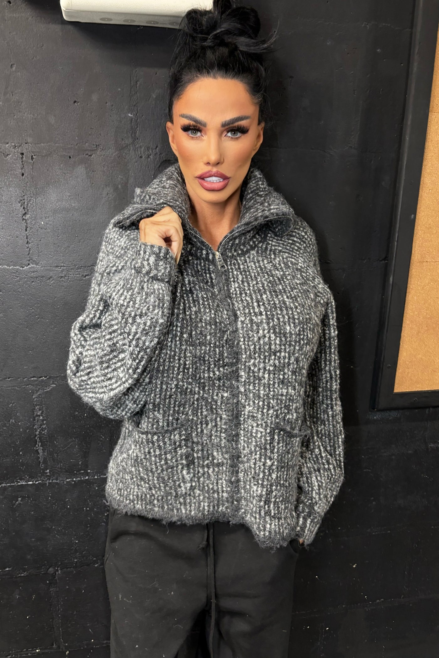 Knit Zip Jumper - Grey