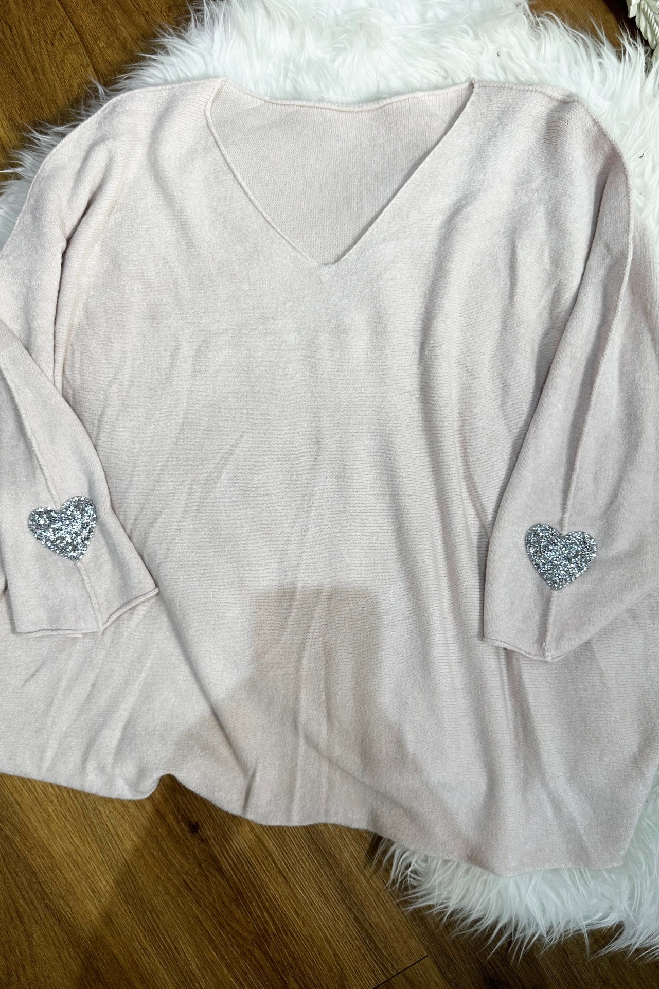 Crystal Heart Jumper - Beige