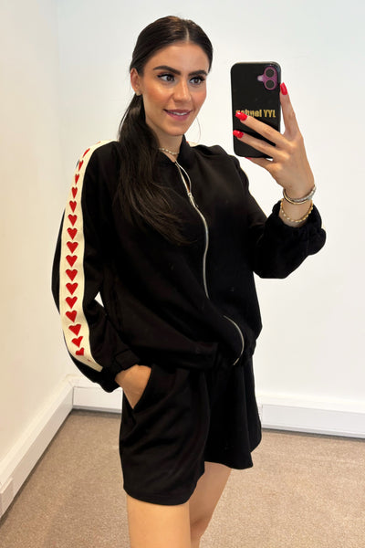 Heart Short Set - Black