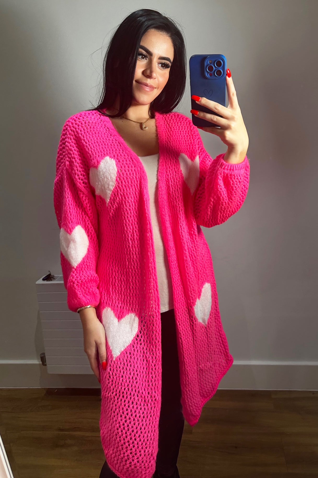 Heart Cardigan - Pink