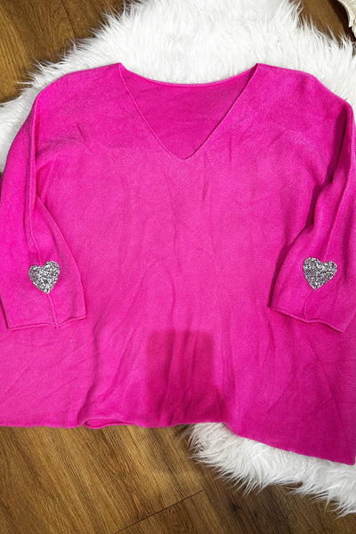 Crystal Heart Jumper - Pink