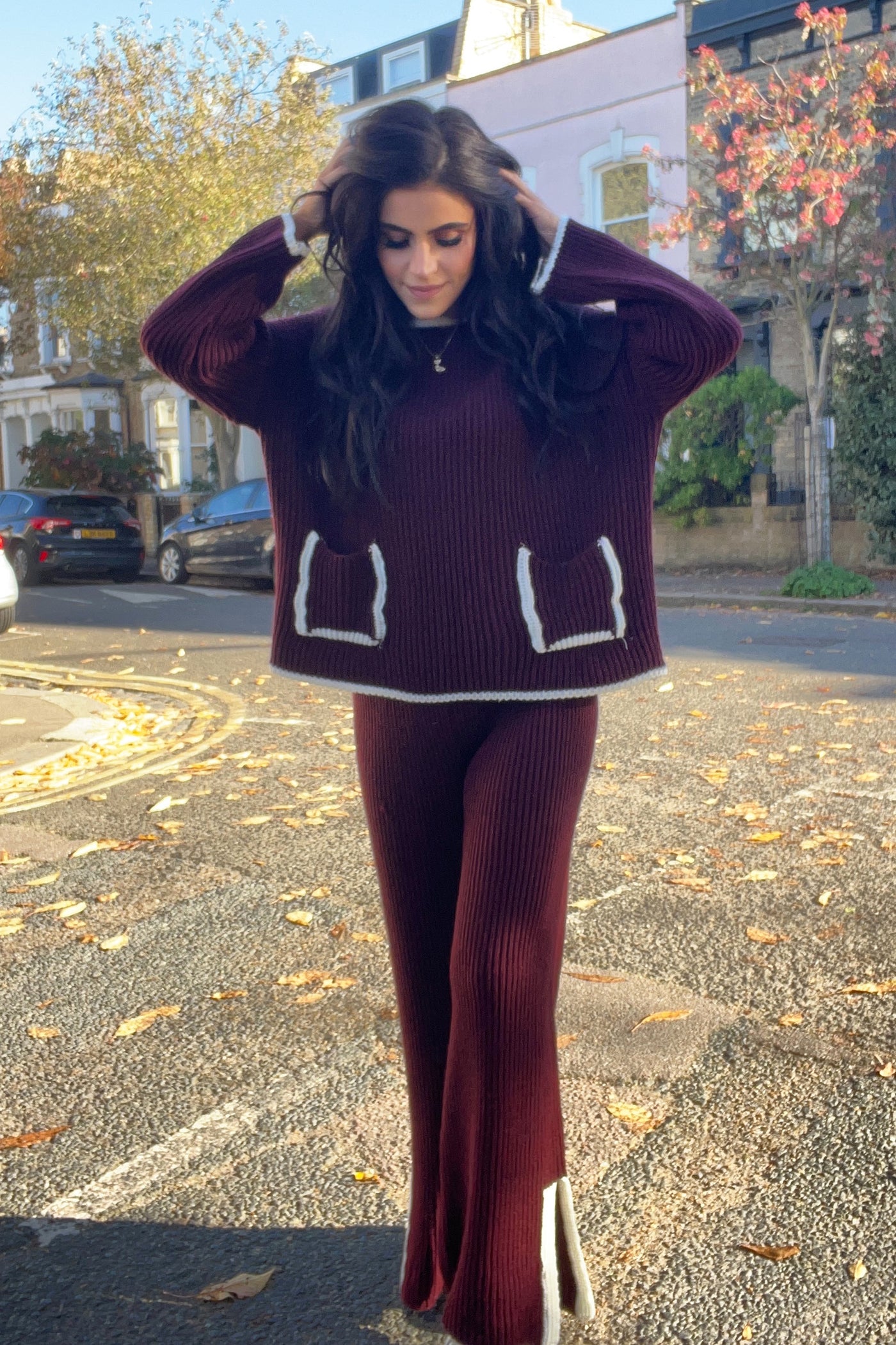 Knitted Loungeset - Burgundy