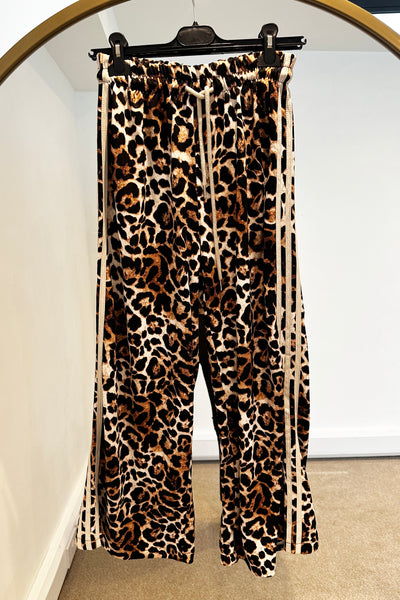 Leopard Print Trousers - Beige Stripes